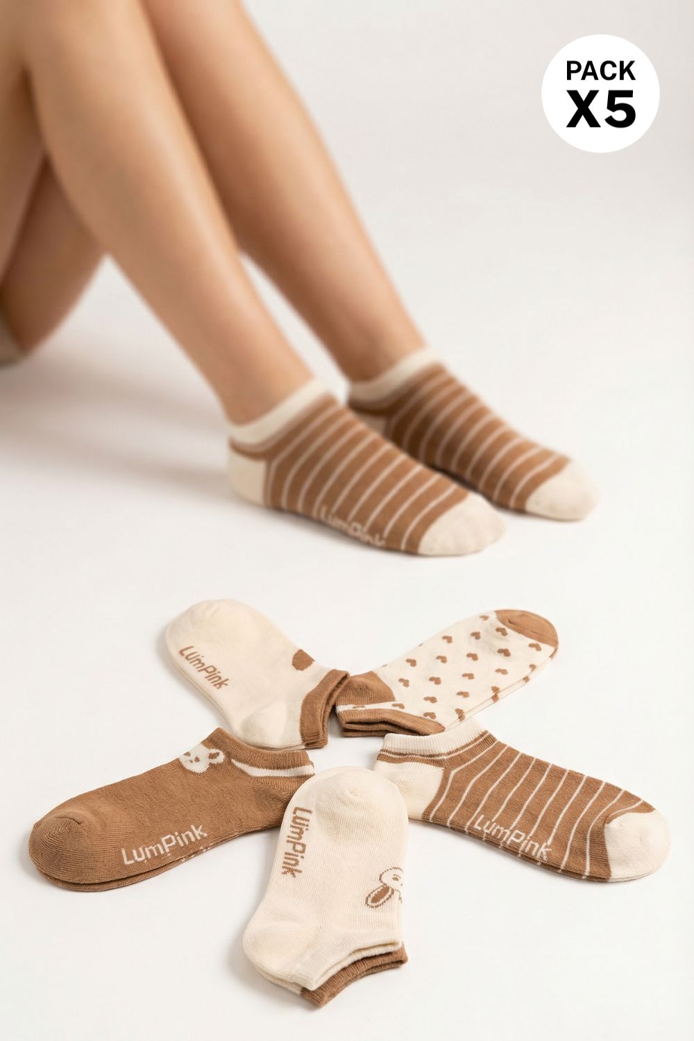 Medias hasta los talones paquete x5 elaborada en algodón